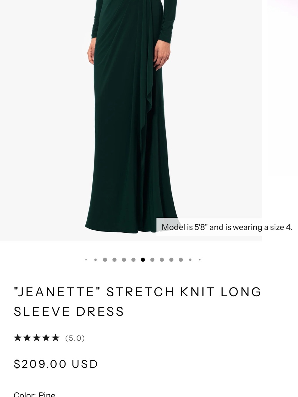 Betsy & Adam Deep Pine Green Maxi Skirt with Draped Side Panel
